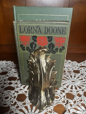 Vintage Solid Brass Leaf Book Ends Set of 2 Hollywood Regency MCM 6x4in Heavy