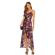 ALICE + OLIVIA Christina Floral High-Low Dress Midnight Rose Size 8