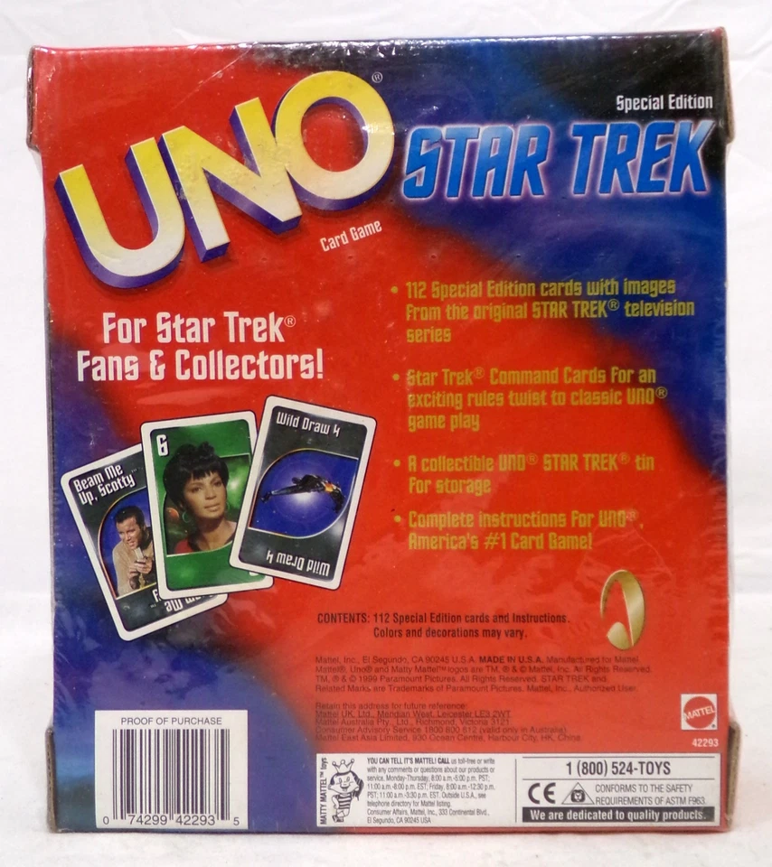 Vintage 1999 Mattel UNO Star Trek Special Edition Card Game New Sealed - Image 3 of 4