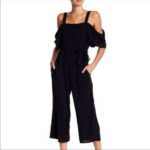 Know One Cares Navy Blue Medium Straps Cold Shoulder Cropped Jumpsuit - Bild 1 von 9