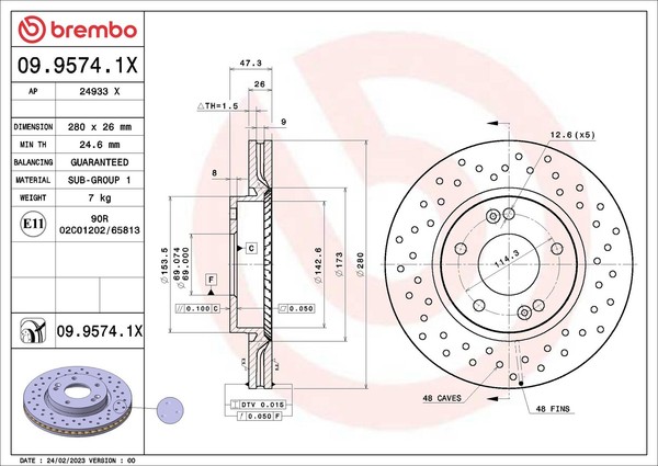 2X Brembo Bremsscheibe Xtra Line - Xtra 09.9574.1X FüR Hyundai Tucson JM Sonata-image