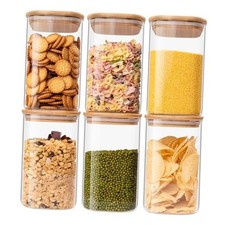 Glass Food Storage Jars 37 oz Set of,Glass Storage Containers Clear 6 37 ounces