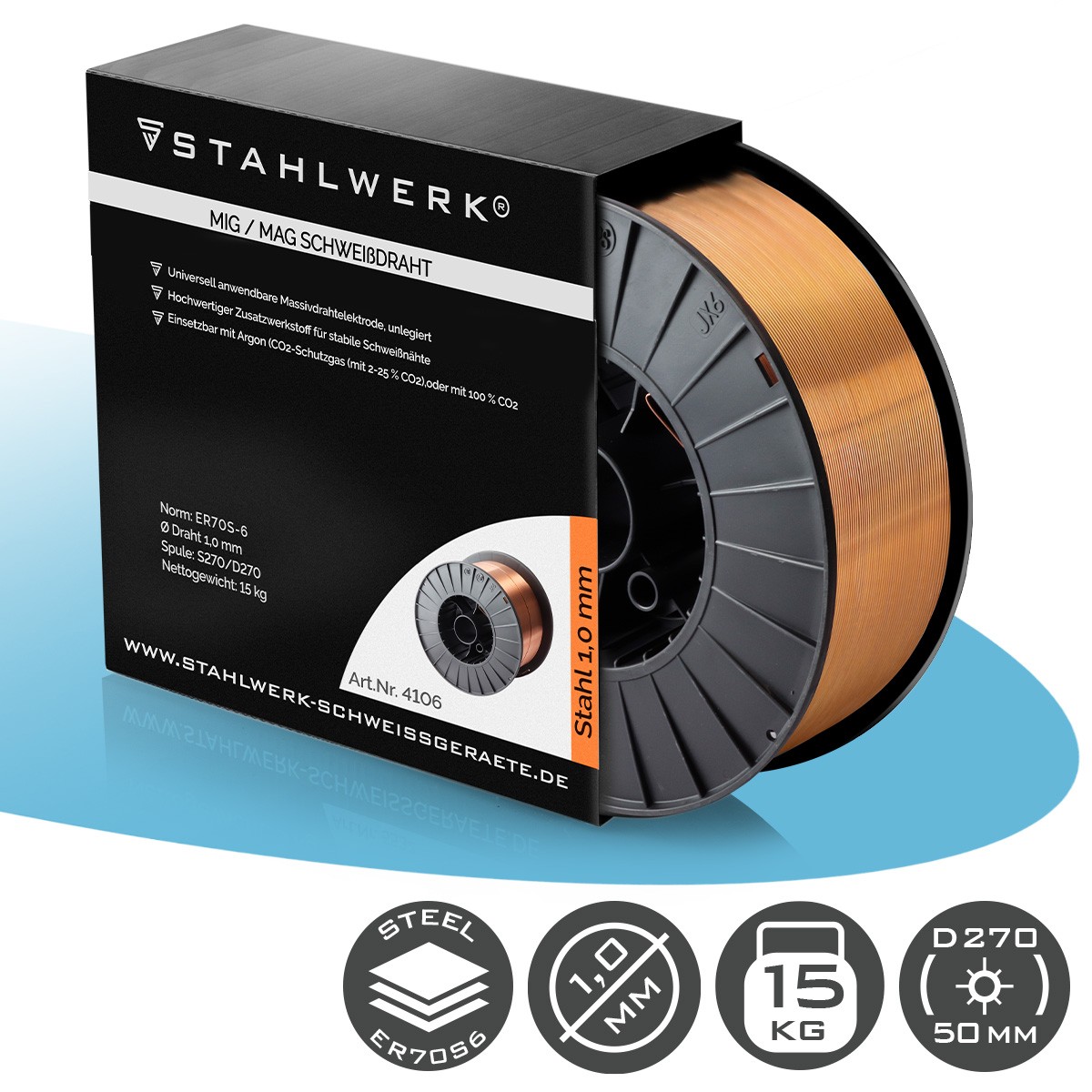 STAHLWERK MIG MAG premium welding wire wire roll ER70S-6 SG2 1,0 mm 15 kg