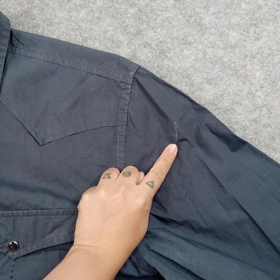 Guess 衬衫男式大号灰色西部按扣刺绣背面长袖 — 第 2/4 张图片