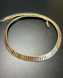 Authentic Vintage Italian 925 Sterling Silver Gold Plated Omega Collar Necklace 40cm 80