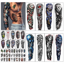 48 Sheets Mechanical Style Full Arm Sleeve Temporary Tattoos for Men Kids, Fake