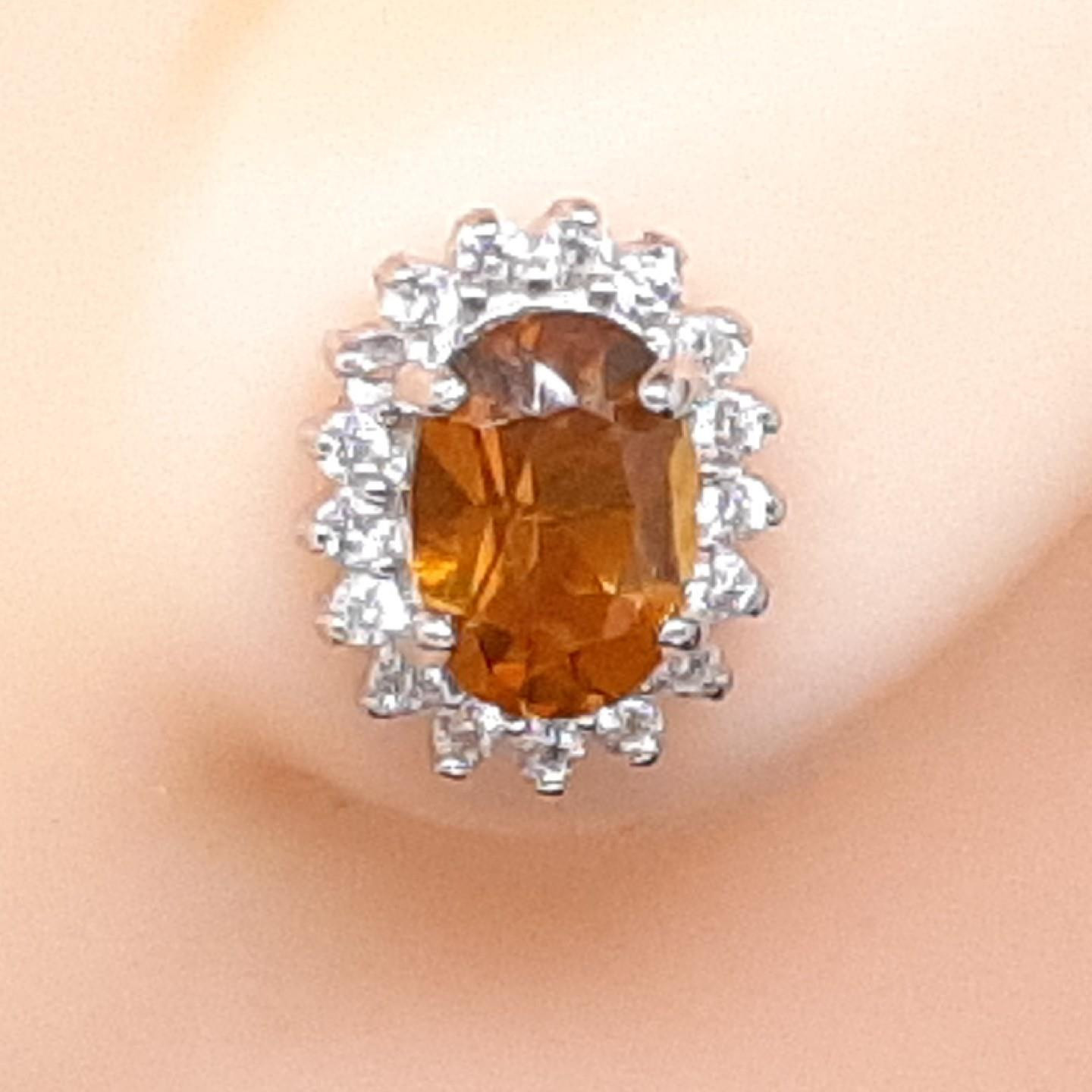 World Class 2.02ct Golden Citrine White Sapphire 925 Silver Stud Earrings