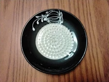 Black and white Ceramic Garlic Ginger Grater Zester Plate Handmade Spain 5"