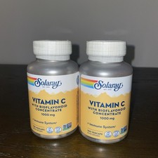 2 NEW Solaray Vitamin C Bioflavonoid Concentrate 1000 mg 100 Caps 1000mg 1/29