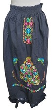 Mexican Embroidered Black Maxi Skirt Size XL Boho Festival