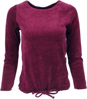 Nicki-Pullover, weiches Samtshirt, Langarmshirt - weinrot