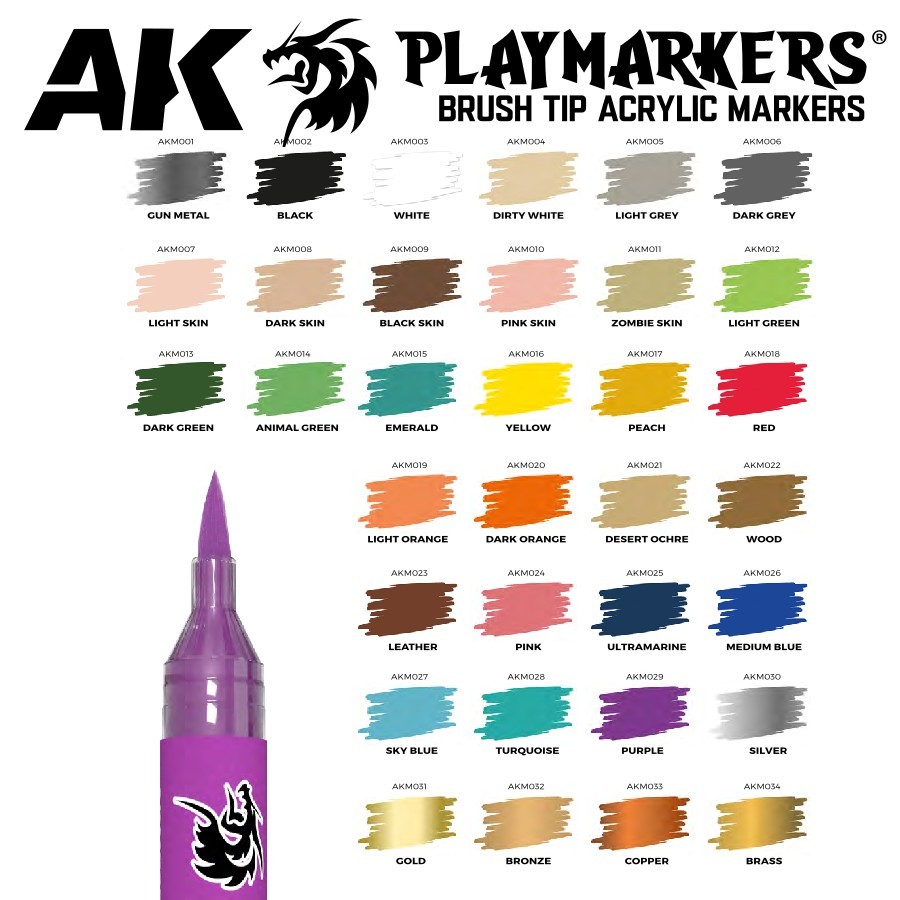 AK Interactive: PLAYMARKERS - Acrylic Paint Marker - 34 Markers