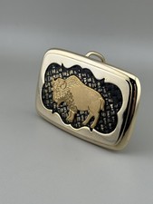 Vintage Gold-Tone Buffalo Belt Buckle Western Bison Kids Adults 3.5  53.5g