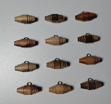 Vintage 7/8" Brown Wooden Toggle Buttons with Metal Shanks - 1 Dozen