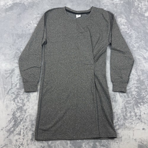 CAbi Put On Sweater Dress Womens Sz S Gray Obsidian Draped Front Faux Wrap 3650