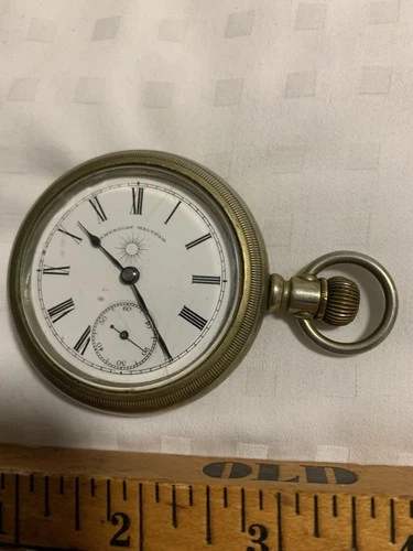 American Waltham Pocket Watch Working Condition Enamel Face Vintage Antique