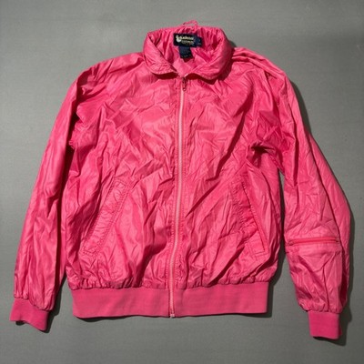 Vintage Duckster Nylon Pink Full Zip Windbreaker Jacket Size Large Athletic
