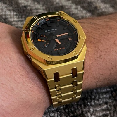 Custom Casio G-Shock GA2100 Casioak New Stainless Steel Gold Watch Gift for men
