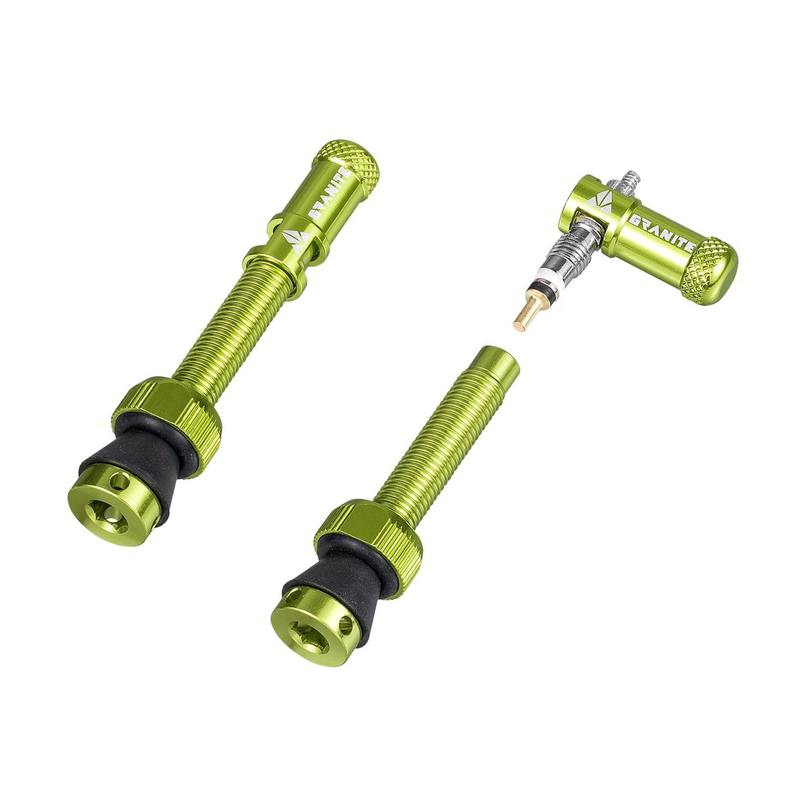 Granite Match Tubeless Valve and Juicy Nipple Cap Green 44mm