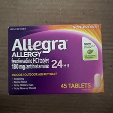 Allegra 24-hour Indoor/ Outdoor Allergy Relief 180 mg - 45 Ct Exp 1/28