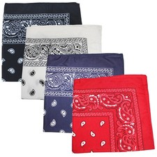 Mechaly Pack of 4 X-Large Paisley Cotton Printed Bandana - 27 x 27 inches Mix