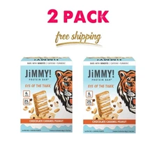 (2 Pack) JiMMYBAR! Eye of the Tiger Caramel Chocolate Nut Protein Bar, 8 Total