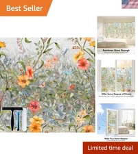 Floral Design Stained Glass Privacy Film - Easy Installation, 35.4 x 78.7 Inch