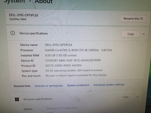 Dell Optiplex 3060 SFF -i5-8500 3.0Ghz -8GB -512GB SSD SATA -DVDRW- WIN 11 PRO - Afbeelding 6 van 10