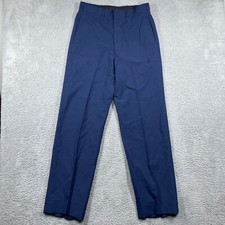 Vintage Military Trousers Mens 31L Fits 29x31 Blue Polyester Wool Tropical 80s