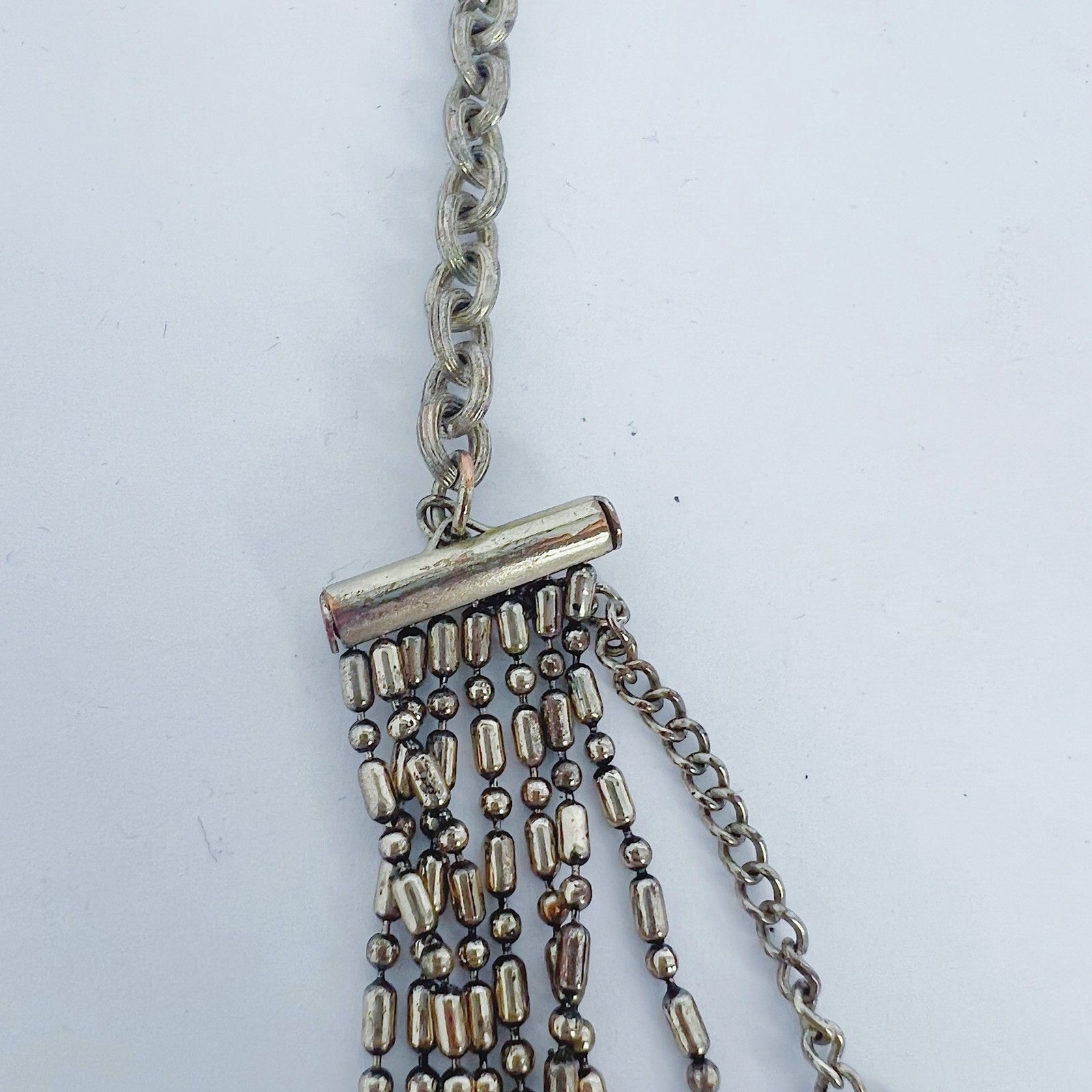 Multistrand Silver and Gold Statement Necklace Ho… - image 3