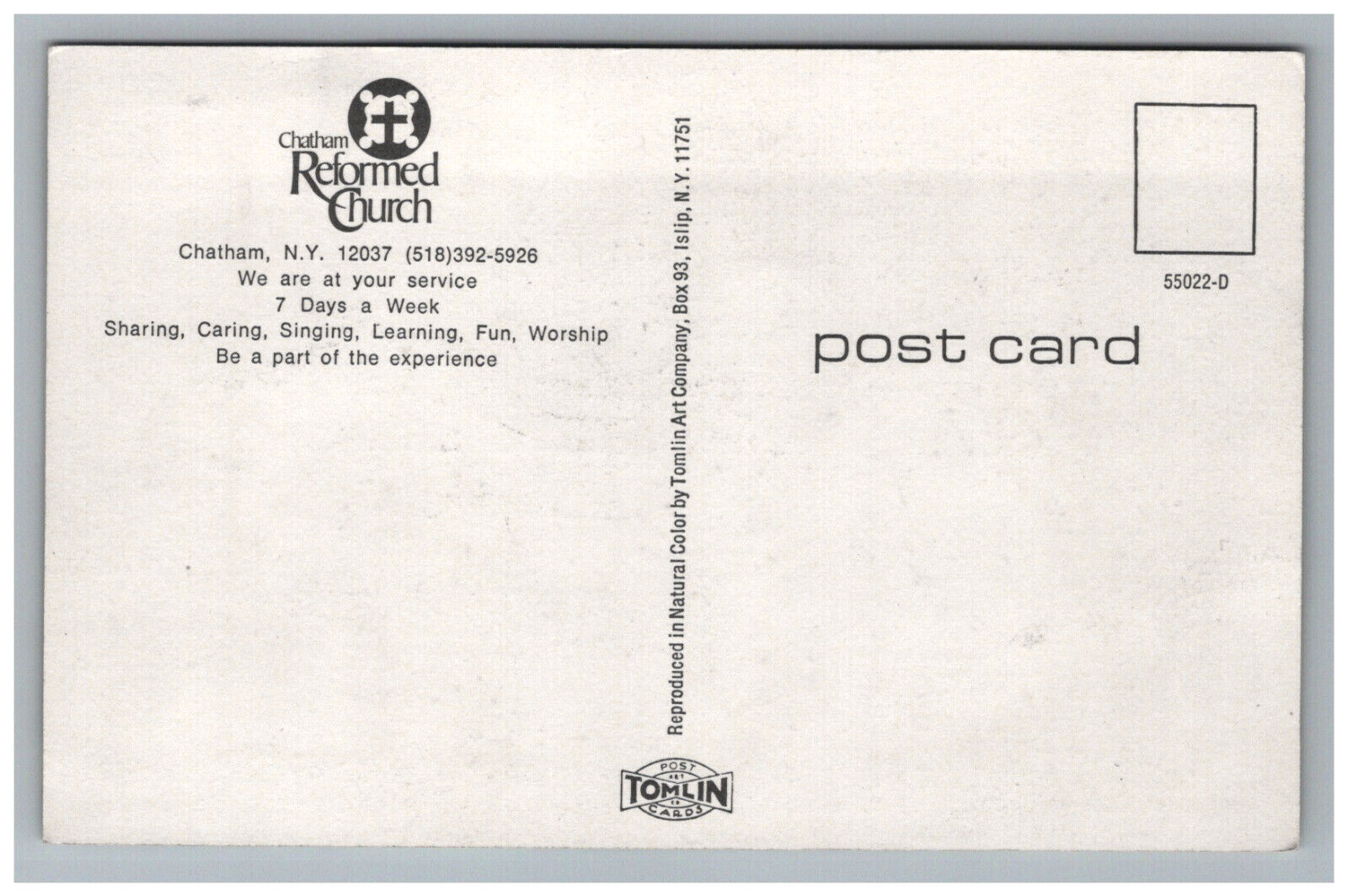 Postcard NY Reformed Church Religion Winter Snow Street View Chatham