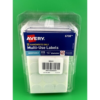 Avery Multi-Use Round Removable Labels, 75'' Diameter ID Labels, White, Handwrite