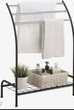Freestanding Curved 3 Towels Stand with Shelf Chromed Metal