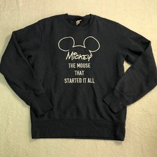Uniqlo UT x Disney Mickey Mouse Sweatshirt Adult XS Blue Crew Neck Pullover 