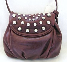 NEW BADGLEY MISCHKA BORDEAUX PURPLE PLUM LEATHER MINI CROSS X BODY+DUST BAG