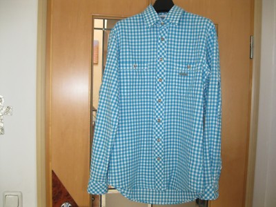 Traditional shirt check shirt Spieth & Wensky 37/38 S long 76 cm turquoise check costume