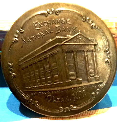 (Pgasteelers1) Olean, New York Exchange National Bank Adv. Mirror circa 1910π - Picture 8 of 8