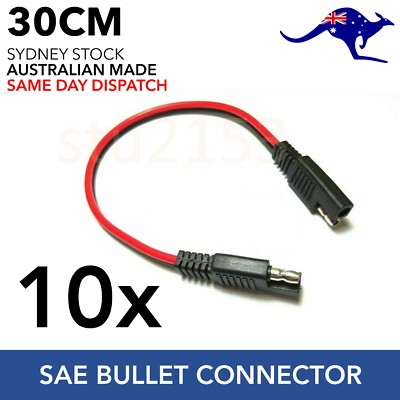 10x SAE Bullet Connector 2 Pin Plug Male to Male 18AWG 30cm | eBay ...