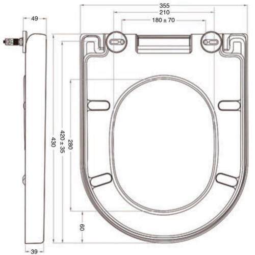 Ceramica Tivoli Soft Close D-Shape Toilet Seat - Top Fix White - Picture 4 of 8