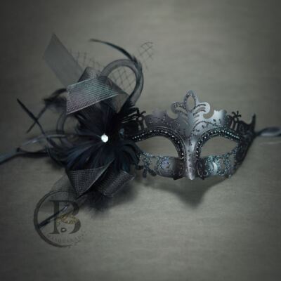 Black Feather Masquerade Mask Purple Halloween Masquerade Ball Party Mask