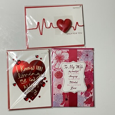 PAPYRUS Lot of 3 Valentine's Day Cards Brand New In Package 1