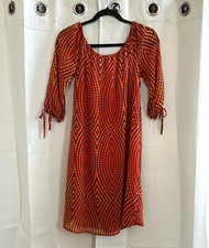 Vtg Millenium Dress Medium Retro Sheer Psychedelic 70 Disco Festival Rave 17658x