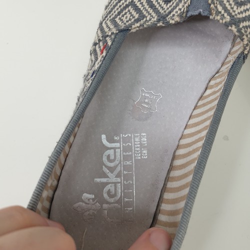 Rieker Fabric Shoes Womens UK6 Grey Antistress Canvas Geometric EU 39 Slip On - Picture 7 of 10