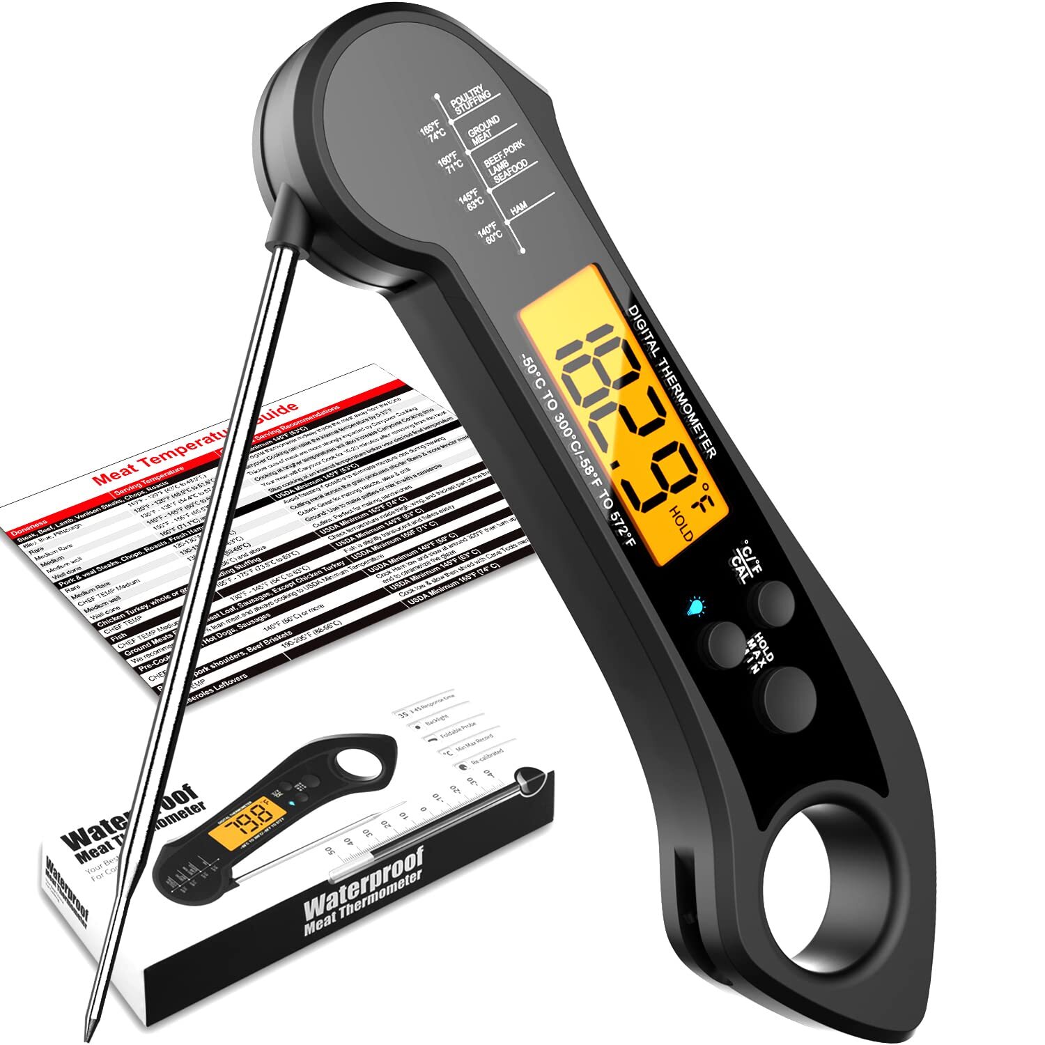 Meat Thermometer Digital, Instant Read Meat Thermometer for Grill and Cooking...-image