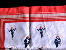 Vtg Lady's Scarf Art Deco Girls Figures Red, Gold, Black Italy Label