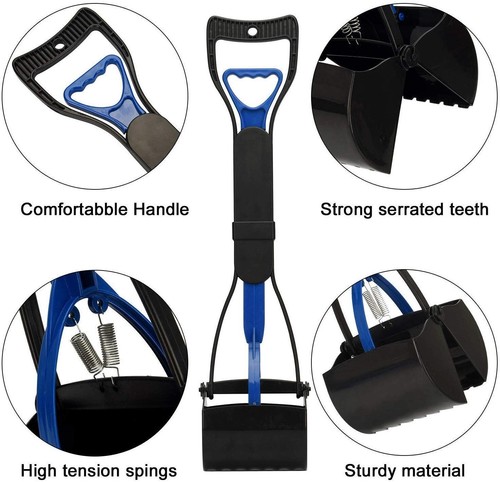 Long Handle Dog Pet Waste Pickup Poop Scooper Poo Scoop Remover Picker Jaw Tool