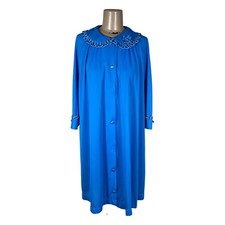 Vintage Gossard Artemis Peacock Blue Ribbon Loop Accent Nylon Night Gown