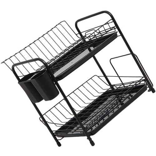 Dish Rack Double Layer Storage Kitchen Counter Organizer Utensil