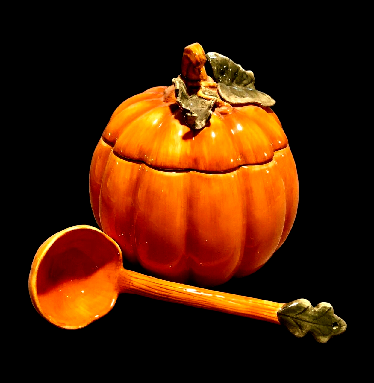 Valerie Cumberland Design Pumpkin Soup Tureen & Ladle ceramic fall