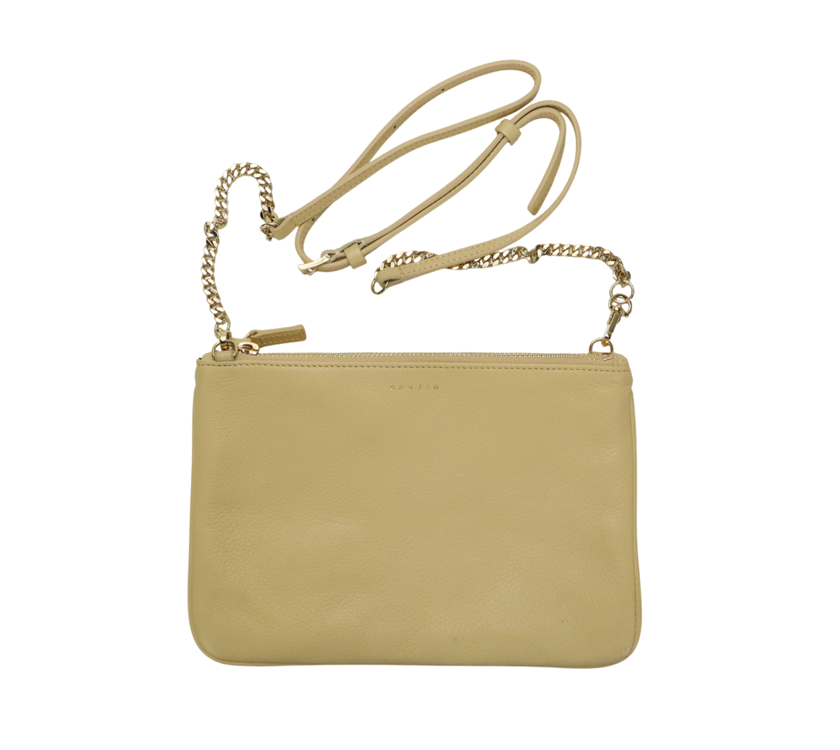 SANDRO Addict Bag Women's ONE SIZE Leather Zipper Gold Tone Chain